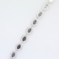 Sterling Silver Semi Mount Tennis Bracelet Setting Cab OV 8x6mm White Topaz - Syzjewelry