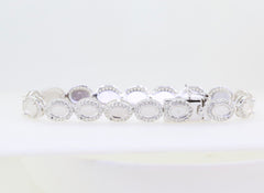 Sterling Silver Semi Mount Tennis Bracelet Setting Cab OV 8x6mm White Topaz - Syzjewelry