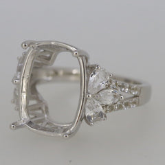 Sterling Silver Semi Mount Ring Setting CU 16X12mm White Topaz - Syzjewelry