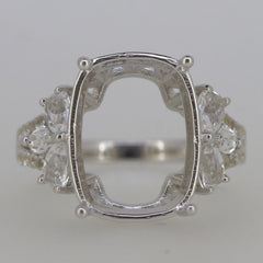 Sterling Silver Semi Mount Ring Setting CU 16X12mm White Topaz - Syzjewelry