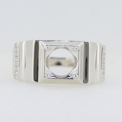 Men's Sterling Silver Semi Mount Ring Setting Round RD 8x8mm Ring Size - Syzjewelry