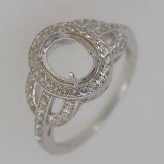 Sterling Silver Semi Mount Ring Setting OV 9X7mm White Topaz White Top Solid - Syzjewelry