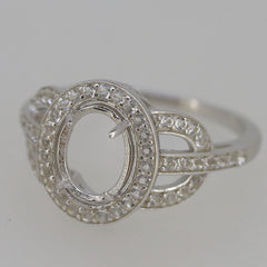 Sterling Silver Semi Mount Ring Setting OV 9X7mm White Topaz White Top Solid - Syzjewelry