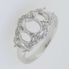 Sterling Silver Semi Mount Ring Setting Oval OV 8X6mm 6x4mm 5x3m White Topaz - Syzjewelry