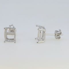 Sterling Silver Semi Mount Earrings Setting Cushion CU 9x7mm Stud - Syzjewelry