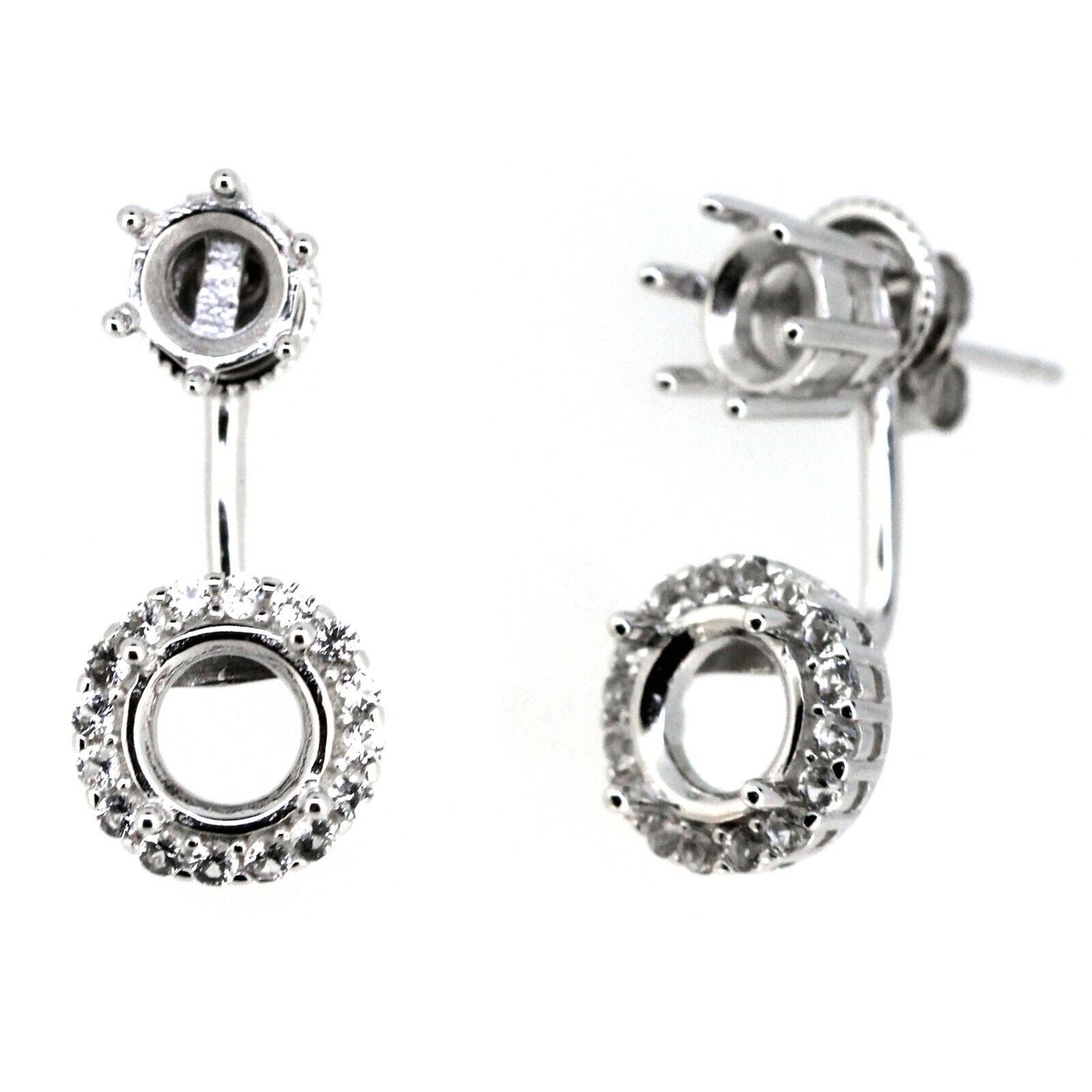 Sterling Silver Semi Mount Jacket Earrings Setting Round Rd 7x7mm & 6x6mm - Syzjewelry