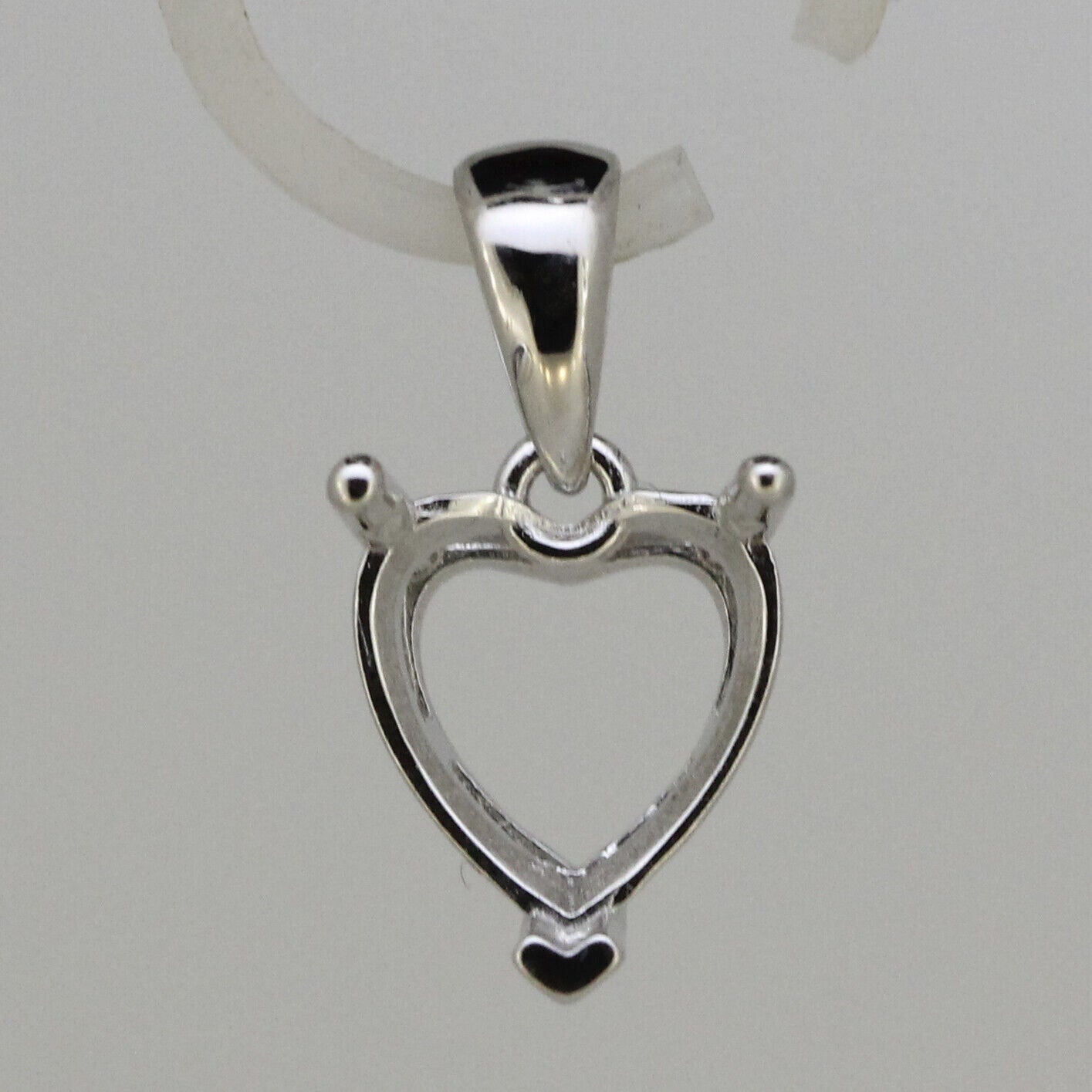 Sterling Silver Semi Mount Pendant Setting Heart HT 9x9mm White Topaz L415P415-D - Syzjewelry