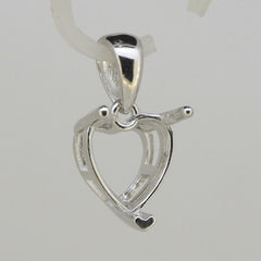 Sterling Silver Semi Mount Pendant Setting Heart HT 9x9mm White Topaz L415P415-D - Syzjewelry