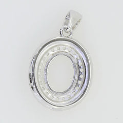 14K White Gold Semi Mount Pendant Setting Oval OV 9X7mm Solid - Syzjewelry