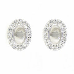 14K White Gold Semi Mount Earrings Setting Oval OV 6X4mm Solid - Syzjewelry