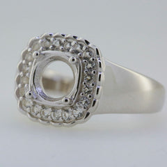 14K White Gold Semi Mount Ring Setting Round RD 7x7mm Solid - Syzjewelry