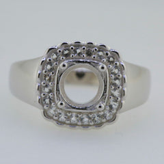 14K White Gold Semi Mount Ring Setting Round RD 7x7mm Solid - Syzjewelry