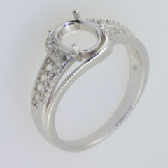 14K White Gold Semi Mount Ring Setting Oval OV 8x6mm Solid - Syzjewelry