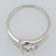 14K White Gold Semi Mount Ring Setting Oval OV 8x6mm Solid - Syzjewelry