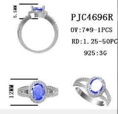 Sterling Silver Semi Mount Ring Setting Oval OV 9x7mm PJC4696R - Syzjewelry