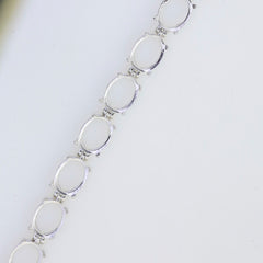 Sterling Silver Semi Mount Bracelet Setting Oval OV 9x7mm Tennis Bracelet - Syzjewelry