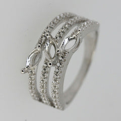 Sterling Silver Semi Mount Ring Setting Marquise MQ 6x3mm 3 Stone - Syzjewelry