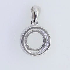 Sterling Silver Semi Mount Pendant Setting Round RD 6x6mm Halo Topaz Cab - Syzjewelry