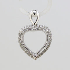 Sterling Silver Semi Mount Pendant Setting Heart HT 12x12mm Halo White Topaz - Syzjewelry