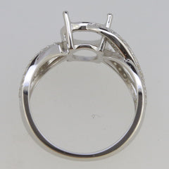 Sterling Silver Semi Mount Ring Setting Round RD 9x9mm moissanite size 5 - Syzjewelry