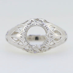 Sterling Silver Semi Mount Ring Setting Round RD 8x8mm White Topaz Size 9 - Syzjewelry