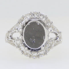 Sterling Silver Semi Mount Ring Setting Cab Oval OV 12x10mm 6x4 Moissanite - Syzjewelry