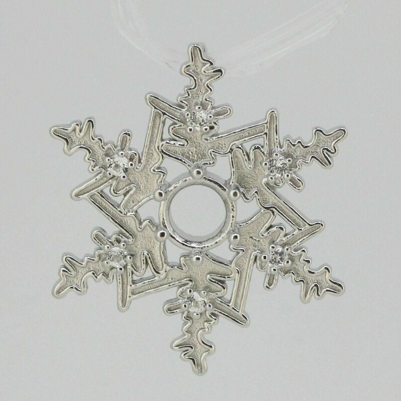 Snowflake Sterling Silver Semi Mount Pendant Setting Round RD 6x6mm Moissanite - Syzjewelry