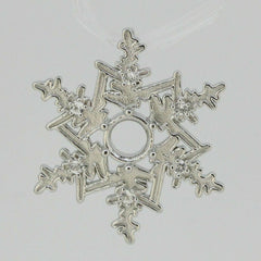 Snowflake Sterling Silver Semi Mount Pendant Setting Round RD 6x6mm Moissanite - Syzjewelry