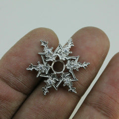 Snowflake Sterling Silver Semi Mount Pendant Setting Round RD 6x6mm Moissanite - Syzjewelry