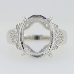 Sterling Silver Semi Mount Ring Setting Oval OV 16X12mm White Topaz sz 6 - Syzjewelry