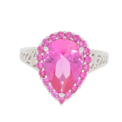 14K White Gold Semi Mount Ring Setting Pear PE 13x9mm Pink Sapphire - Syzjewelry