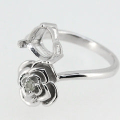 Sterling Silver Semi Mount Ring Setting Heart HT 8x8mm Love Design - Syzjewelry