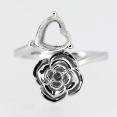 Sterling Silver Semi Mount Ring Setting Heart HT 8x8mm Love Design - Syzjewelry