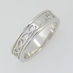 Sterling Silver 5 mm Claddagh Band Celtic Knot Ring - Syzjewelry