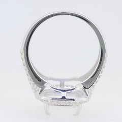 Sterling Silver Semi Mount Ring Setting Cushion CU 12x10mm Halo White size 9 - Syzjewelry