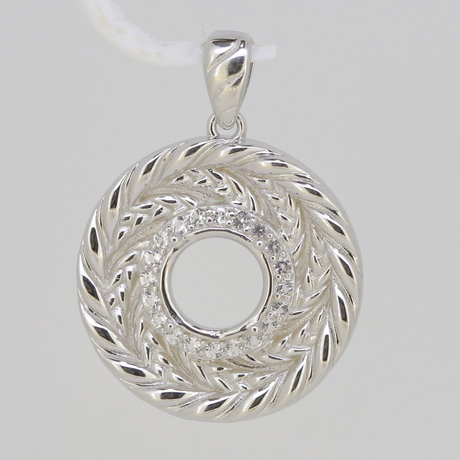 Sterling Silver Semi Mount Pendant Setting Round RD 7x6.3mm Moissanite - Syzjewelry