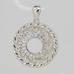 Sterling Silver Semi Mount Pendant Setting Round RD 7x6.3mm Moissanite - Syzjewelry