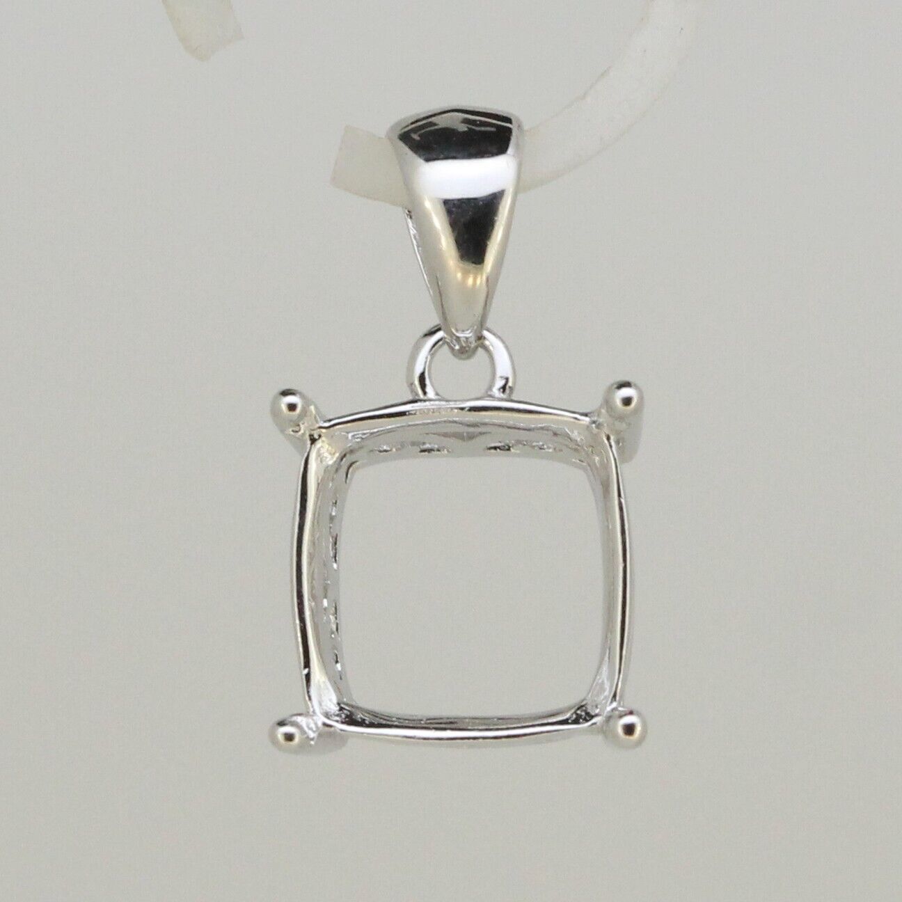 Sterling Silver Semi Mount Pendant Setting Cushion Cu 10x10mm L347P347W-D99 - Syzjewelry