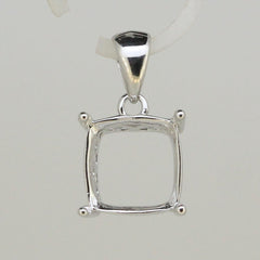 Sterling Silver Semi Mount Pendant Setting Cushion Cu 10x10mm L347P347W-D99 - Syzjewelry