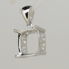 Sterling Silver Semi Mount Pendant Setting Cushion Cu 10x10mm L347P347W-D99 - Syzjewelry