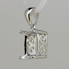 Sterling Silver Semi Mount Pendant Setting Cushion Cu 10x10mm L347P347W-D99 - Syzjewelry