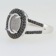 Sterling Silver Semi Mount Ring Setting Oval OV 10x8mm Cab Black Spinel sz8 - Syzjewelry