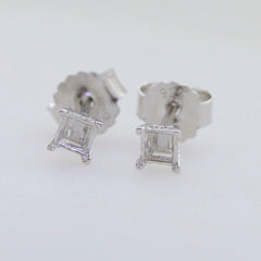 Sterling Silver Semi Mount Earrings Setting Princess SQ 3x3mm Stud - Syzjewelry