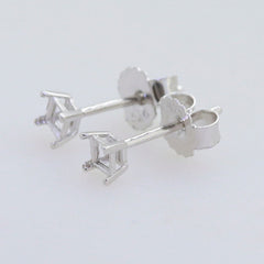 Sterling Silver Semi Mount Earrings Setting Princess SQ 3x3mm Stud - Syzjewelry