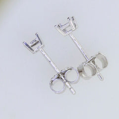 Sterling Silver Semi Mount Earrings Setting Princess SQ 3x3mm Stud - Syzjewelry