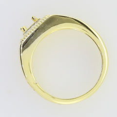 Yellow Gold Plated Semi Mount Ring Setting Round 6.5mm RD 6x6mm Men's Ring Sz 9 - Syzjewelry