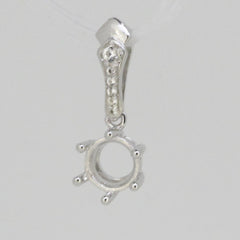 Delicate Sterling Silver Semi Mount Pendant Setting Round RD 6x6mm White Topaz - Syzjewelry