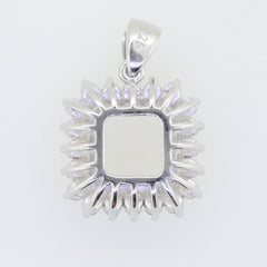 Sterling Silver Semi Mount Pendant Setting Square Emerald Oct 10x10mm Halo Topaz - Syzjewelry