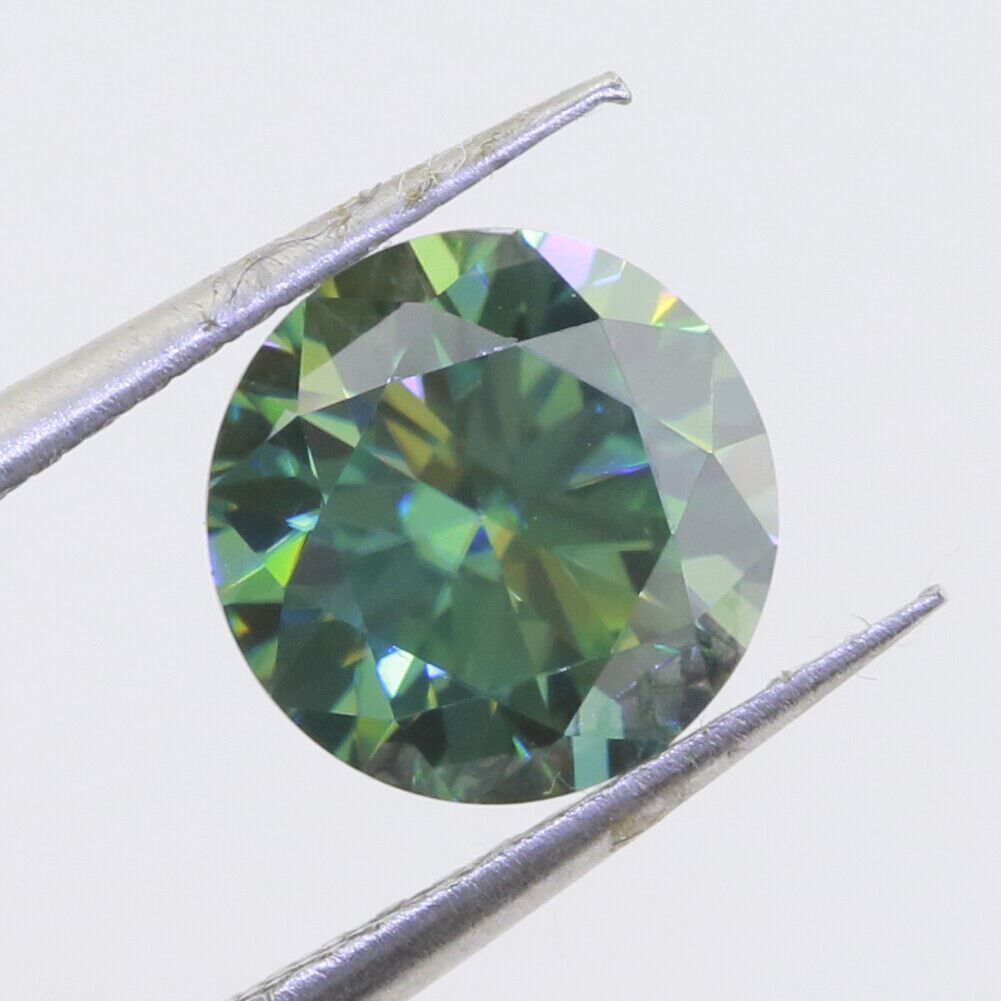 Loose Moissanite Greenish Blue Color 1 2 3 5 Carat Round facet VVS 6.5 8 9 11 mm - Syzjewelry