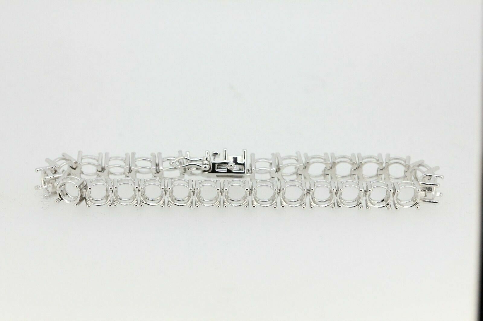 Sterling Silver Semi Mount Tennis Bracelet Setting Round RD 7x7mm 6210B - Syzjewelry